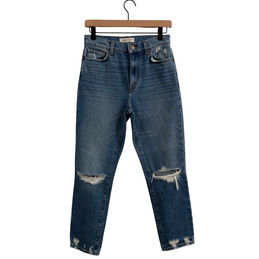 Current/Elliott Blue Distressed Ankle Jeans